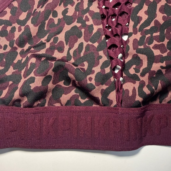 Victoria's Secret Burgundy Leopard Lace-Front Sports Bralette - Picture 3 of 4